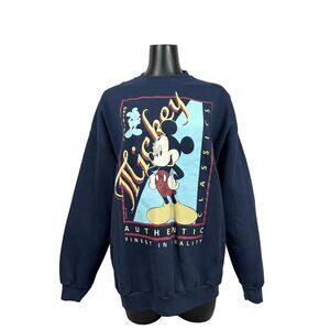Disney Mickey Unlimited Sweatshirt Pullover Blue Cotton Womens One Size Fits 90s